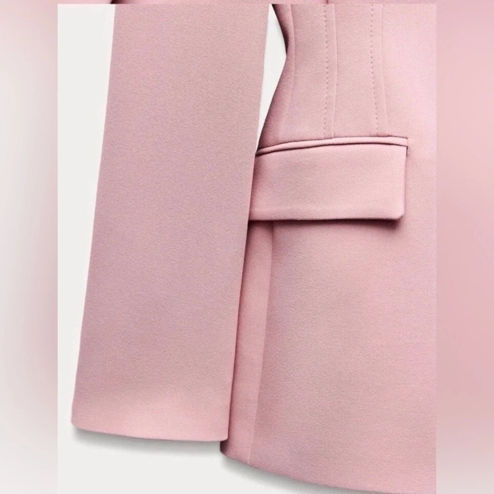 NWOT. Zara Pink Viscose Blend Fitted Tailored Blazer. Size XL. - Picture 7 of 11